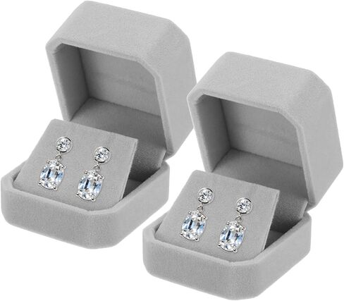 MECCANIXITY 2Pcs Velvet Earring Box, Classic Stud Earring Gift Boxes Elegant Jewelry Display Case for Proposal Engagement Wedding Birthday, Pink in Kuwait