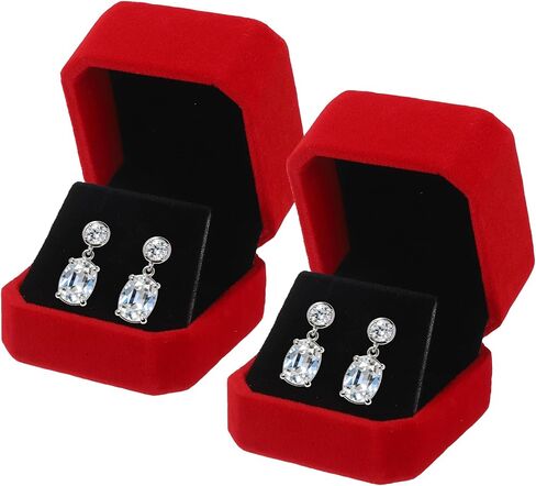MECCANIXITY 2Pcs Velvet Earring Box, Classic Stud Earring Gift Boxes Elegant Jewelry Display Case for Proposal Engagement Wedding Birthday, Pink in Kuwait