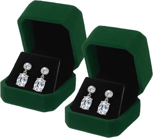 MECCANIXITY 2Pcs Velvet Earring Box, Classic Stud Earring Gift Boxes Elegant Jewelry Display Case for Proposal Engagement Wedding Birthday, Pink in Kuwait