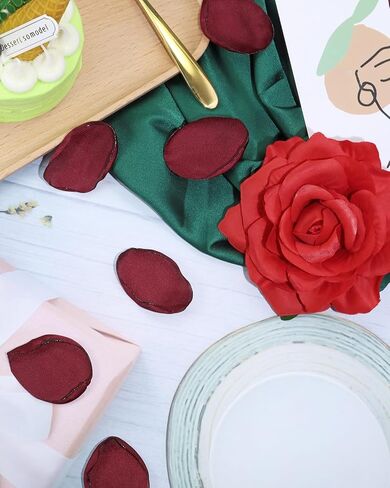 Penta Angel Silk Rose Petals 100Pcs Satin Flower Petals for Wedding Flower Girl Basket Table Centerpieces Scatter Confetti Bridal Shower Party Decoration (Burgundy) in Kuwait