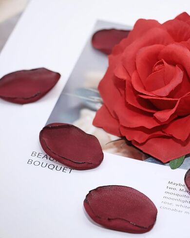 Penta Angel Silk Rose Petals 100Pcs Satin Flower Petals for Wedding Flower Girl Basket Table Centerpieces Scatter Confetti Bridal Shower Party Decoration (Burgundy) in Kuwait