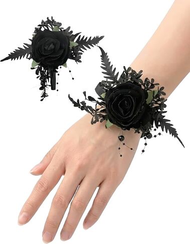 Champagne Rose Corsage and Boutonniere, Prom Wrist Corsages and Boutonniere Set for Men Women Party, Wedding Boutonnieres and Corsage Wristlet Kit for Groom Groomsmen Bride Bridesmaid in Saudi Arabia