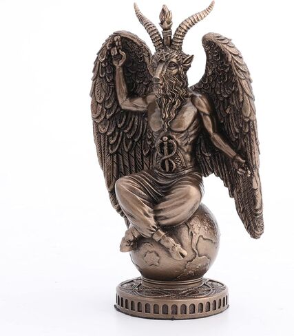 تصميم Veronese 4 1/2 بوصة Baphomet يجلس على الكرة الأرضية تمثال راتنج مطلي يدويًا بلمسة نهائية برونزية in Kuwait