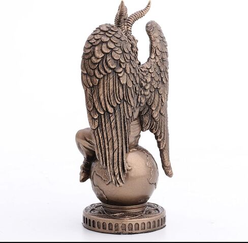 تصميم Veronese 4 1/2 بوصة Baphomet يجلس على الكرة الأرضية تمثال راتنج مطلي يدويًا بلمسة نهائية برونزية in Kuwait