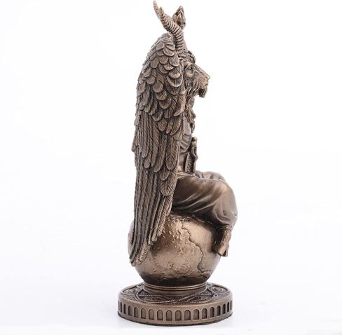 تصميم Veronese 4 1/2 بوصة Baphomet يجلس على الكرة الأرضية تمثال راتنج مطلي يدويًا بلمسة نهائية برونزية in Kuwait