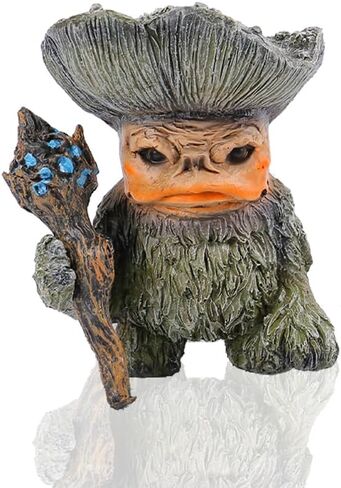 Forest Wizard Troll Figurine - 5.4" Resin Garden Gnome Statue with Staff, Tree Spirit Decor for Indoor Outdoor, Fantasy Shelf Decoration, Handmade Mythical Creature Sculpture for Home & Office in Saudi Arabia