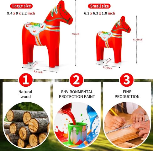 Hand Painted Swedish Wooden Dala Horse Figurine (Red) 6.3",Dala Horse Gifts, Suitable for Family Living Room & Home Decoration (6.3 inch) in Kuwait