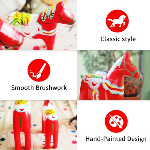 Hand Painted Swedish Wooden Dala Horse Figurine (Red) 6.3",Dala Horse Gifts, Suitable for Family Living Room & Home Decoration (6.3 inch) in Saudi Arabia