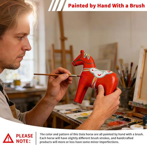 Hand Painted Swedish Wooden Dala Horse Figurine (Red) 6.3",Dala Horse Gifts, Suitable for Family Living Room & Home Decoration (6.3 inch) in Kuwait