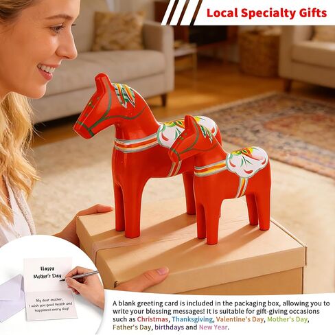 Hand Painted Swedish Wooden Dala Horse Figurine (Red) 6.3",Dala Horse Gifts, Suitable for Family Living Room & Home Decoration (6.3 inch) in Kuwait