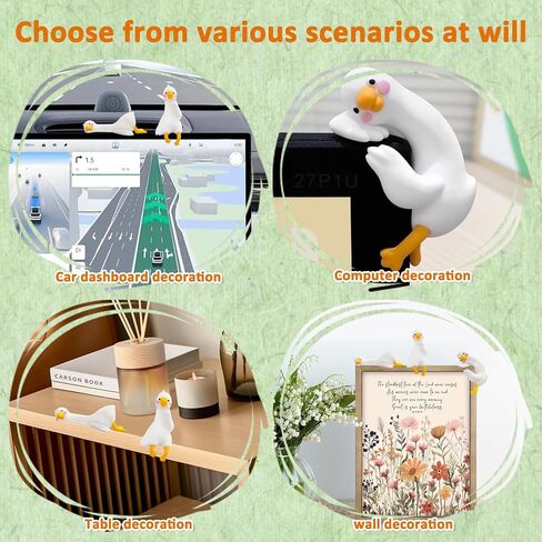 4 PCS Mini Goose Figurines Desk Accessories - Cute Funny Goose Decorations for Computer Monitor, Car Dashboard & Office Desk, Small Resin Goose Decor Set for Aesthetic Workspace Gift in Saudi Arabia