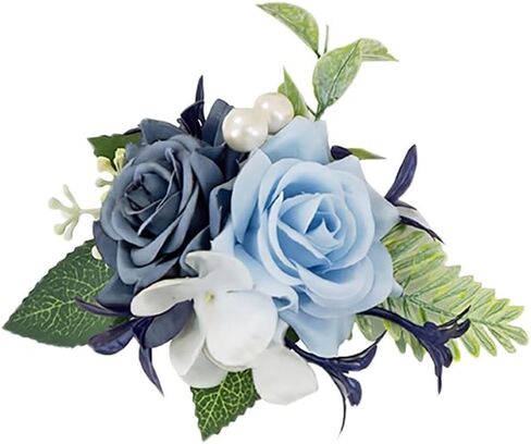 Dusty Blue Single Boutonniere for Men Groom, Artifical Rose Flower for Wedding Decor, Prom Homecoming Graduation Buttonholes in Saudi Arabia