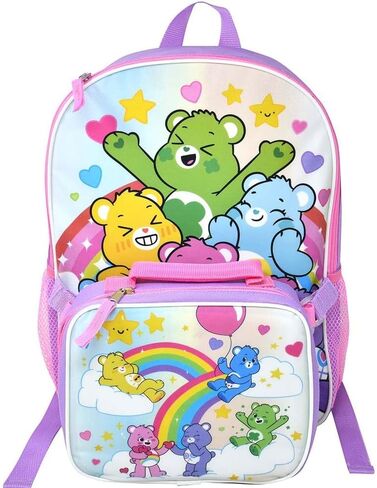 Fast Forward Kids Backpack & Lunch Bag Set – Care Bears 5 16" Lightweight School Bookbag with Insulated Lunch Bag – Perfect for Preschool & Elementary Girls in Saudi Arabia