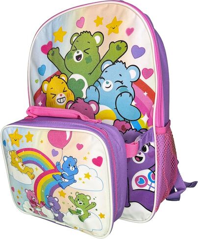 Fast Forward Kids Backpack & Lunch Bag Set – Care Bears 5 16" Lightweight School Bookbag with Insulated Lunch Bag – Perfect for Preschool & Elementary Girls in Saudi Arabia