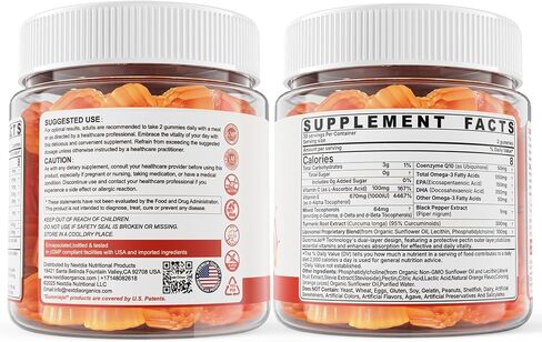 Liposomal Vitamin E Gummies 1000IU - Natural Forms of Vitamin E, with Mixed Tocopherols | 8-in-1 Antioxidant Formula with CoQ10, Omega-3, Vitamin C & Turmeric | for Skin, Eye, Immune & Brain, 1 PACK in Kuwait