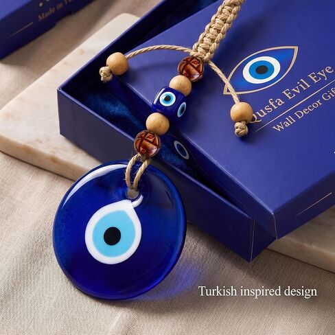 4.2" Evil Eye Decor Wall Hanging, Turkish Evil Eye Ornament, Blue Glass Evil Eye Charm, Protection Amulet for Home Decor, Door Hanging, Lucky Gift, Ojo Turco in Saudi Arabia