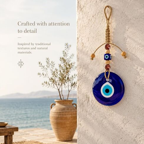 4.2" Evil Eye Decor Wall Hanging, Turkish Evil Eye Ornament, Blue Glass Evil Eye Charm, Protection Amulet for Home Decor, Door Hanging, Lucky Gift, Ojo Turco in Saudi Arabia