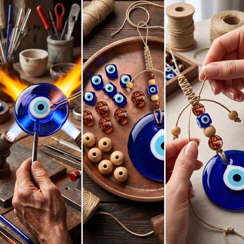 4.2" Evil Eye Decor Wall Hanging, Turkish Evil Eye Ornament, Blue Glass Evil Eye Charm, Protection Amulet for Home Decor, Door Hanging, Lucky Gift, Ojo Turco in Saudi Arabia