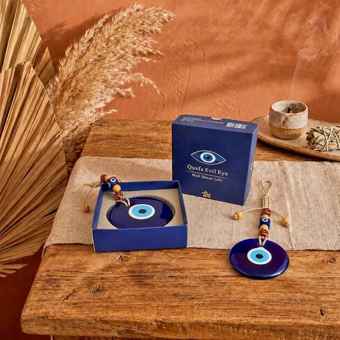 4.2" Evil Eye Decor Wall Hanging, Turkish Evil Eye Ornament, Blue Glass Evil Eye Charm, Protection Amulet for Home Decor, Door Hanging, Lucky Gift, Ojo Turco in Saudi Arabia