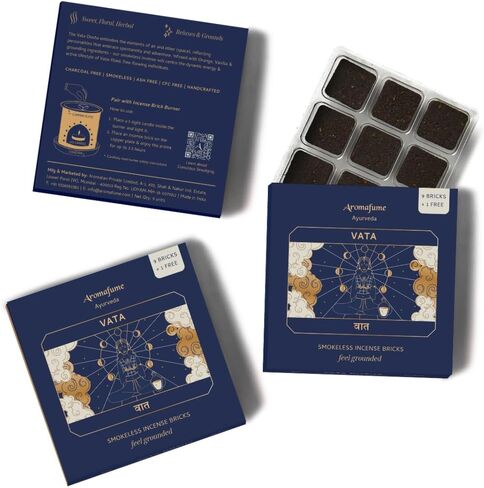 Ayurveda Incense Bricks Assorted Set | Vata, Pitta, Kapha | Aromatherapy Incense | Use for Grounding, Calming and Refreshing | Smokeless & Non-Toxic | 3 Trays x 9 Bricks | Refill Pack | Aromafume in Kuwait