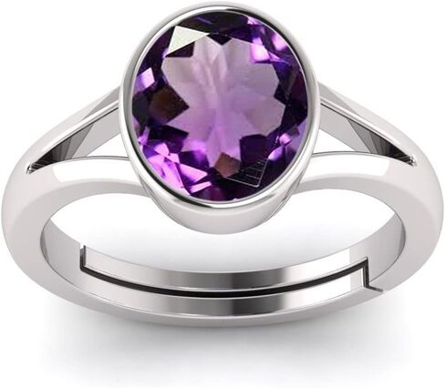 LMDPRAJAPATIS Natural Original Amethyst 925 Sterling Silver Ring for Men or Women's Oval Shape Every Festival Casual Ring 5.25 Ratti / 4.05 Carat in Kuwait