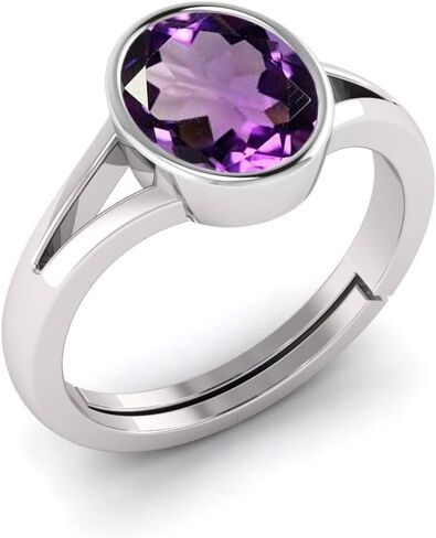 LMDPRAJAPATIS Natural Original Amethyst 925 Sterling Silver Ring for Men or Women's Oval Shape Every Festival Casual Ring 5.25 Ratti / 4.05 Carat in Kuwait