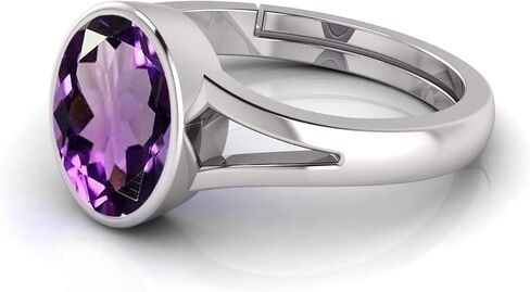 LMDPRAJAPATIS Natural Original Amethyst 925 Sterling Silver Ring for Men or Women's Oval Shape Every Festival Casual Ring 5.25 Ratti / 4.05 Carat in Kuwait