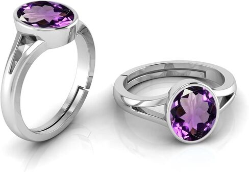 LMDPRAJAPATIS Natural Original Amethyst 925 Sterling Silver Ring for Men or Women's Oval Shape Every Festival Casual Ring 5.25 Ratti / 4.05 Carat in Kuwait