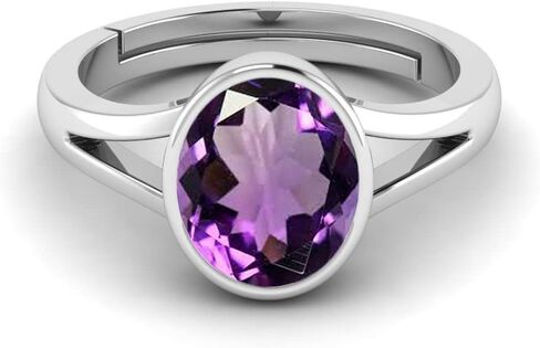 LMDPRAJAPATIS Natural Original Amethyst 925 Sterling Silver Ring for Men or Women's Oval Shape Every Festival Casual Ring 5.25 Ratti / 4.05 Carat in Kuwait