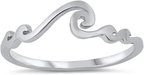 CloseoutWarehouse 925 Sterling Silver Ocean Waves Ring in Kuwait