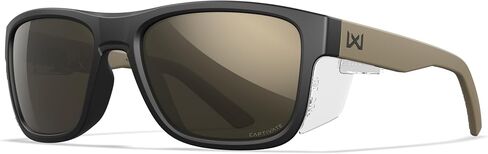 نظارات شمسية Wiley X Ovation Captivate، نظارات أمان للرجال والنساء، حماية للعين من الأشعة فوق البنفسجية للرماية وصيد الأسماك وركوب الدراجات والرياضات الشديدة، إطارات سوداء وتان، عدسات ملونة مرآة من التنجستن in Kuwait