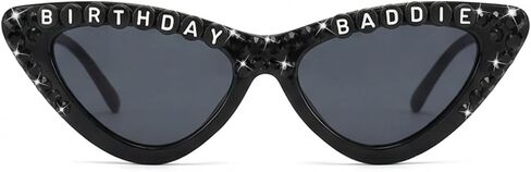 Birthday Sunglasses for Girls, Black Birthday Baddie Cat Eye Diamond Glasses for Women Bachelorette Birthday Party Gift Supplies in Saudi Arabia
