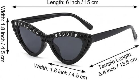 Birthday Sunglasses for Girls, Black Birthday Baddie Cat Eye Diamond Glasses for Women Bachelorette Birthday Party Gift Supplies in Saudi Arabia