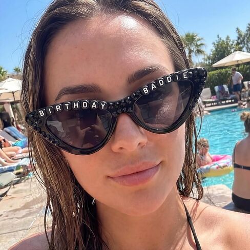 Birthday Sunglasses for Girls, Black Birthday Baddie Cat Eye Diamond Glasses for Women Bachelorette Birthday Party Gift Supplies in Saudi Arabia