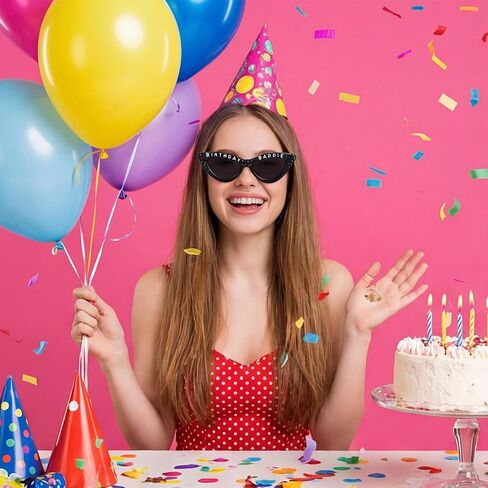 Birthday Sunglasses for Girls, Black Birthday Baddie Cat Eye Diamond Glasses for Women Bachelorette Birthday Party Gift Supplies in Saudi Arabia