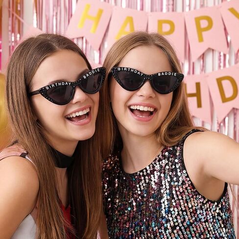Birthday Sunglasses for Girls, Black Birthday Baddie Cat Eye Diamond Glasses for Women Bachelorette Birthday Party Gift Supplies in Saudi Arabia