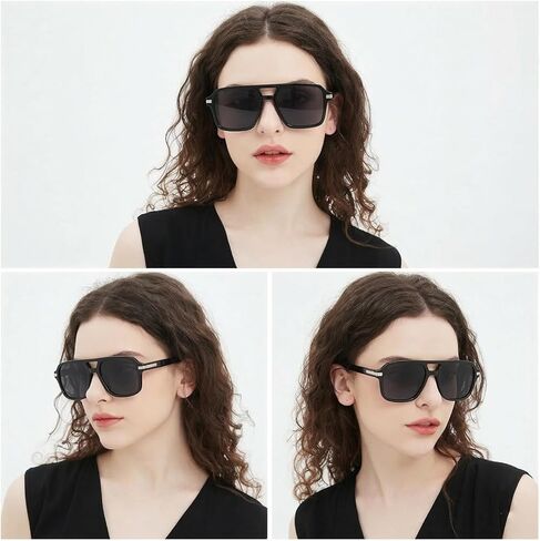 نظارات شمسية كلاسيكية كلاسيكية طراز Aviator للنساء والرجال مربعة وجسر مزدوج للحماية من الأشعة فوق البنفسجية، ظلال كلاسيكية من التسعينيات in Kuwait
