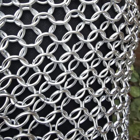 درع كتف Chainmail من العصور الوسطى - طوق رقبة مصنوع يدويًا من الألومنيوم مع سلاسل كتف منسدلة، درع فضي خفيف الوزن لأزياء LARP وSCA والحفلات التنكرية وأزياء عصر النهضة in Kuwait