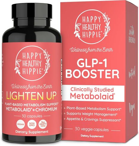 Happy Healthy Hippie GLP-1 Supplement (Metabolaid™ + Chromium) + Appetite Suppressant for Women | Metabolism Booster (AMPK) for Weight | Belly Fat Burner | Hunger & Cravings Control - 30 Vegan Caps in Saudi Arabia