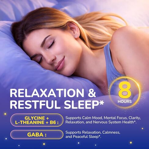 Glycine Gummies, Glycine 3g Supplements with NAC, L-Theanine, GABA, for Sleep, Relax, Nerve & Brain Support, Sugar Free, Vegan, Strawberr Flavor, 60 Cts in Saudi Arabia