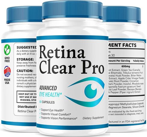 (3 Pack) Retina Clear Pro Capsules - Official Retina Clear Pro Advanced Eye Health Support Pills, Natural RetinaClear Supplement Vitamins Overall Wellness & Support Reviews, 180 Capsules for 3 Months in Saudi Arabia
