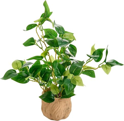 16'' Fake Pothos Plant Decorative Artificial Plant in Yellow Embossed Pot Real Looking Faux Greenery for Modern Home Farmhouse Office Bathroom Bedroom Indoor Decoration in Saudi Arabia