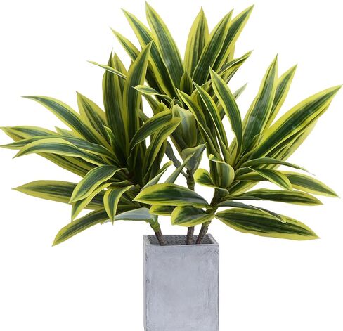 3PCS Dracaena Artificial Plant,25" Realistic Fake Greenery Plants with Branches,Faux Agave Plant Stems for Vases for Decoration,UV Resistant Artificial Greenery Plant Decor for Indoor Outdoor in Saudi Arabia