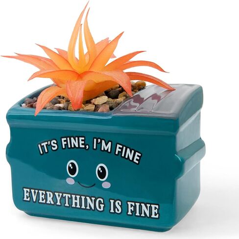 Dumpster Fire Fake Plants in Ceramic Succulent Pots Desk Decor, Emotional Support Positive Thinking Office Desk Accessories, Motivational Gifts for Women, Men, Coworkers in Saudi Arabia