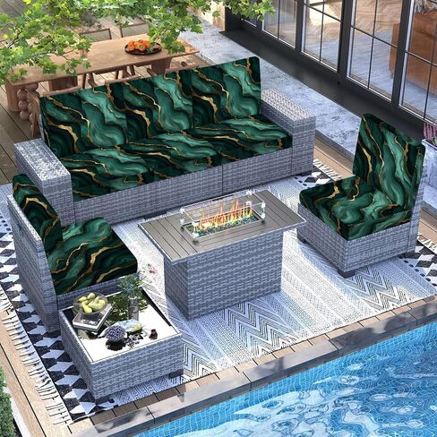 2pcs Green Marble Couch Cushion Covers Luxury Sofa Cushion Covers Replacement Stretch Washable Seat Cushion Covers in Saudi Arabia
