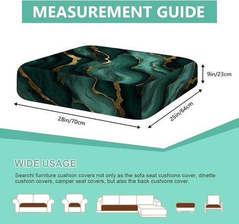 2pcs Green Marble Couch Cushion Covers Luxury Sofa Cushion Covers Replacement Stretch Washable Seat Cushion Covers in Saudi Arabia