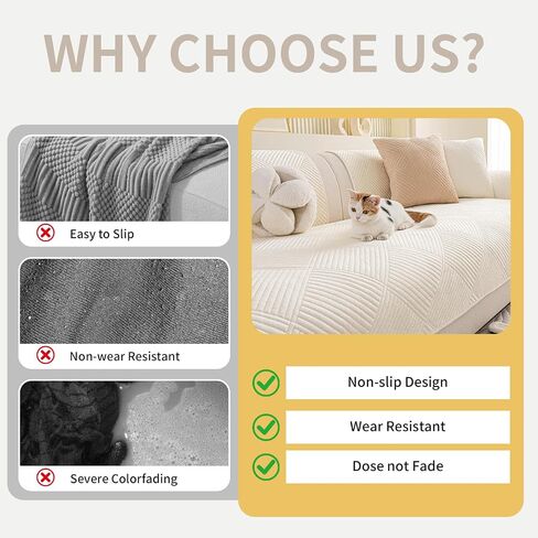 Couch Cover for Sofa, Diamond-Shaped Sofa Covers for Pets Washable, Funny Fuzzy Couch Arm Covers Protector, Non Slip Furniture Slipcovers for sectional Cover(1PC, Beige White, 28"×28") in Saudi Arabia