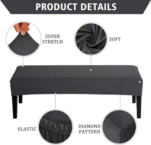 Balana Jacquard Dining Room Bench Covers, Stretch Spandex Upholstered Slipcover, Anti-Dust Removable Washable Seat Protector for Living Room, Kitchen in Saudi Arabia
