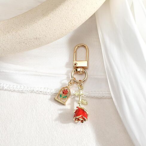 Rose Keychain Elegant Flower Keycharm for Women Romantic Gift for Girlfriend and Best Friends in Kuwait
