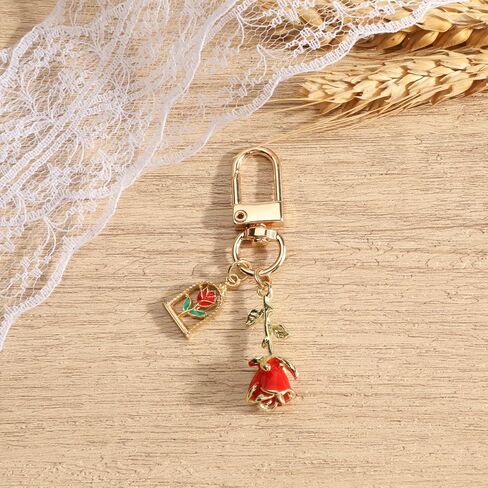Rose Keychain Elegant Flower Keycharm for Women Romantic Gift for Girlfriend and Best Friends in Kuwait